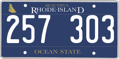 RI license plate 257303