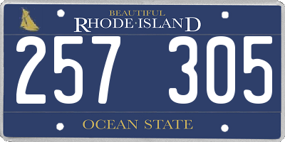 RI license plate 257305