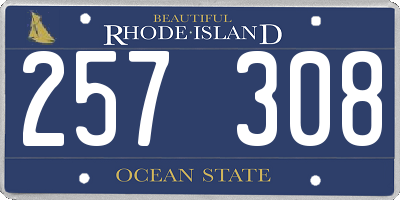 RI license plate 257308