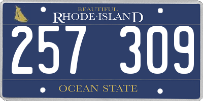 RI license plate 257309