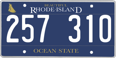RI license plate 257310