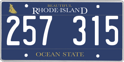 RI license plate 257315