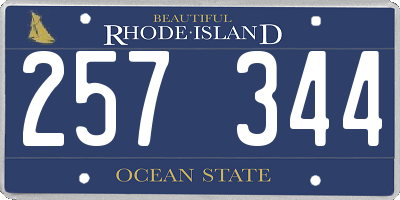 RI license plate 257344