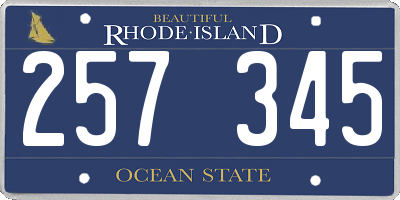 RI license plate 257345
