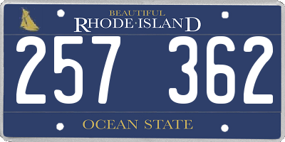 RI license plate 257362
