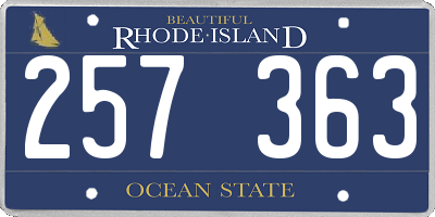 RI license plate 257363
