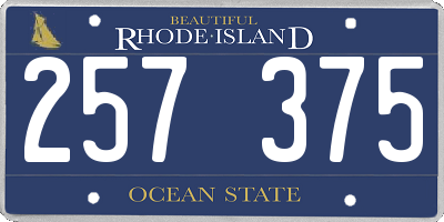 RI license plate 257375