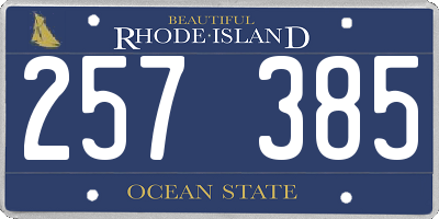 RI license plate 257385