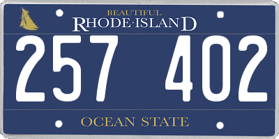 RI license plate 257402