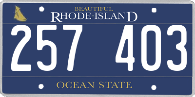 RI license plate 257403