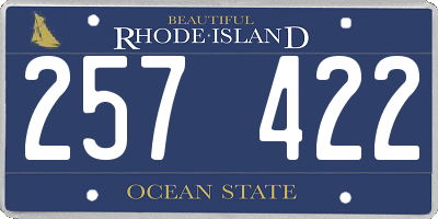 RI license plate 257422