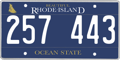 RI license plate 257443