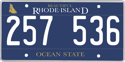 RI license plate 257536