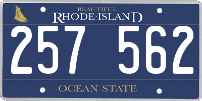 RI license plate 257562