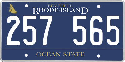 RI license plate 257565