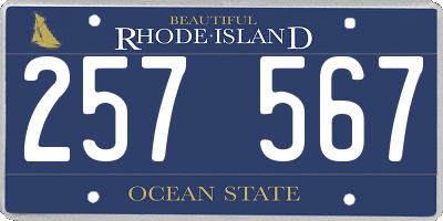 RI license plate 257567