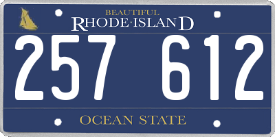 RI license plate 257612