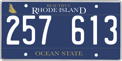 RI license plate 257613