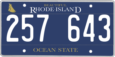 RI license plate 257643