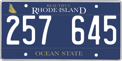 RI license plate 257645