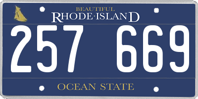 RI license plate 257669