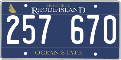 RI license plate 257670