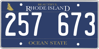 RI license plate 257673