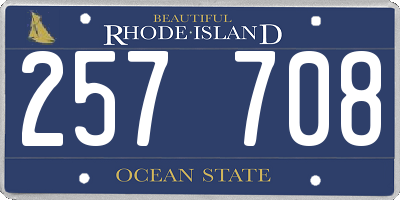 RI license plate 257708