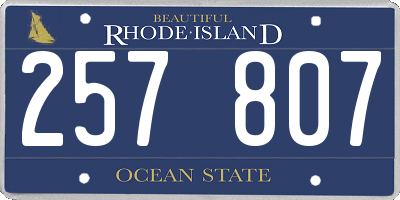 RI license plate 257807