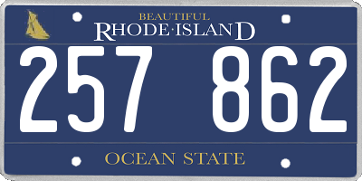 RI license plate 257862