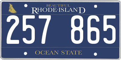 RI license plate 257865