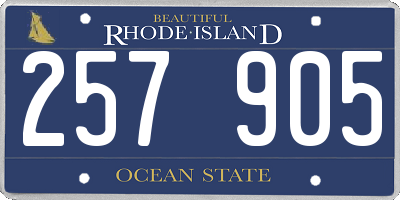 RI license plate 257905
