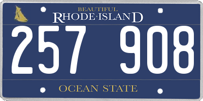 RI license plate 257908