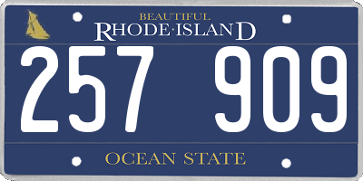 RI license plate 257909