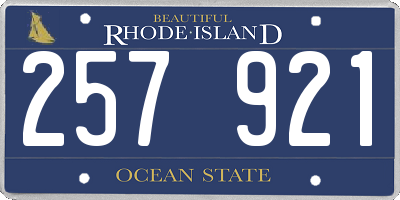 RI license plate 257921