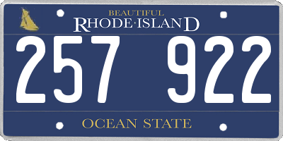 RI license plate 257922
