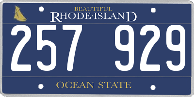 RI license plate 257929
