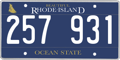 RI license plate 257931