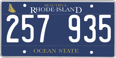 RI license plate 257935