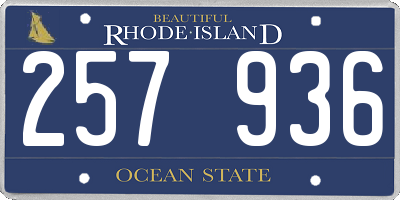 RI license plate 257936