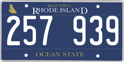 RI license plate 257939
