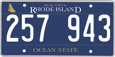 RI license plate 257943