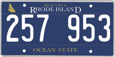 RI license plate 257953
