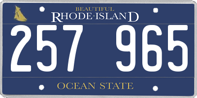RI license plate 257965