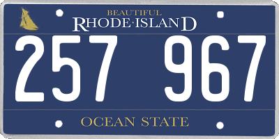RI license plate 257967