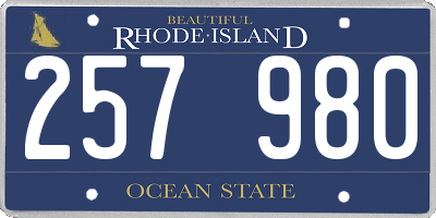RI license plate 257980