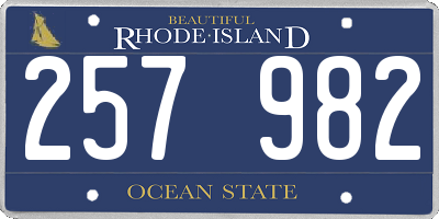 RI license plate 257982