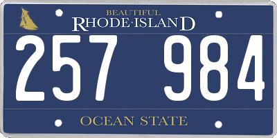 RI license plate 257984