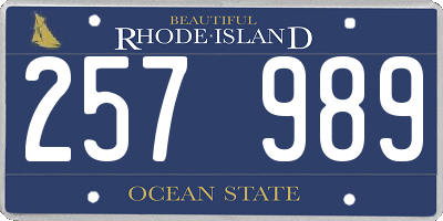 RI license plate 257989