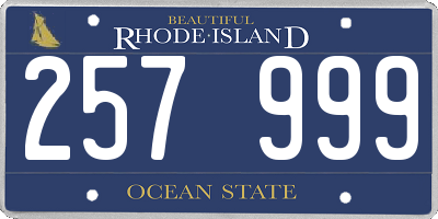 RI license plate 257999